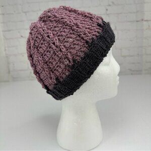 Handmade New Rose Pink Merino Wool Braided Winter Knit Beanie‎ -Adult S/M